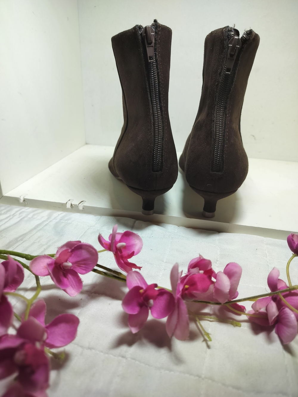 Tahari Dark Brown Suede Pointed-Toe Ankle Boots - Picture 5 of 6